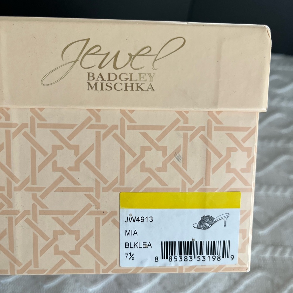 New! Jewel Badgley Mischka Black Heeled Slide Sandals Women’s Size 7.5 - Picture 3 of 14